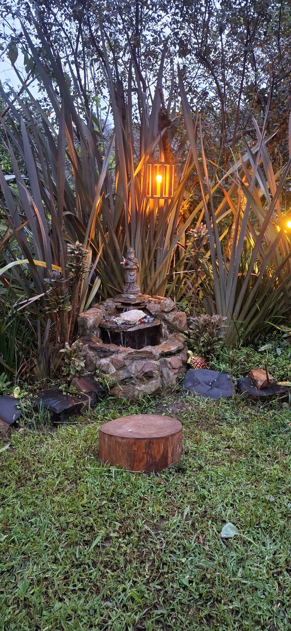 Fonte com Buda no jardim